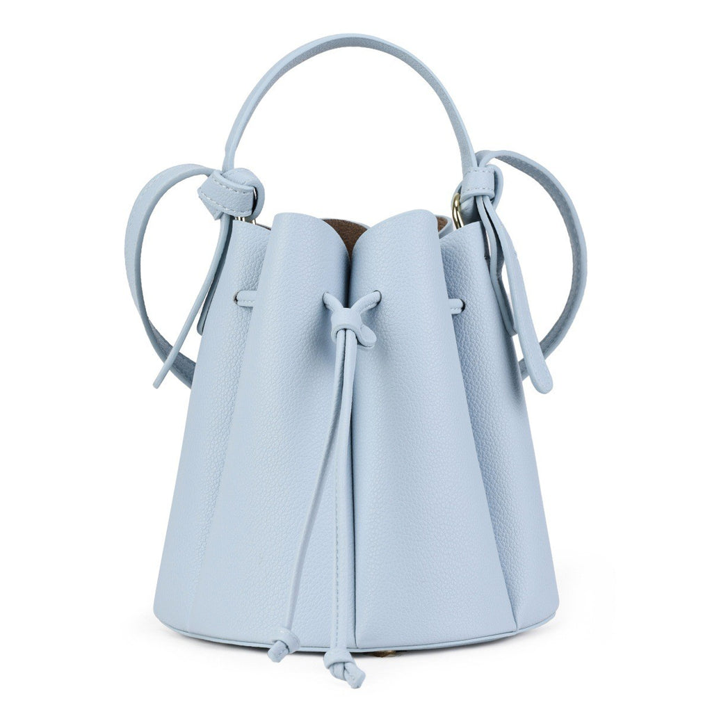 Petal Pleated Drawstring Bucket Bag - Ice Blue Large