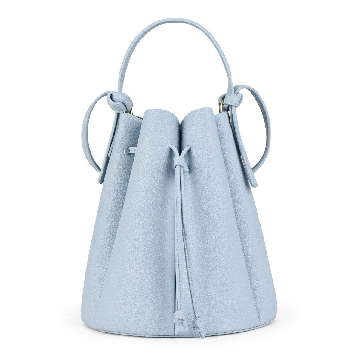 Petal Pleated Drawstring Bucket Bag - Ice Blue Small