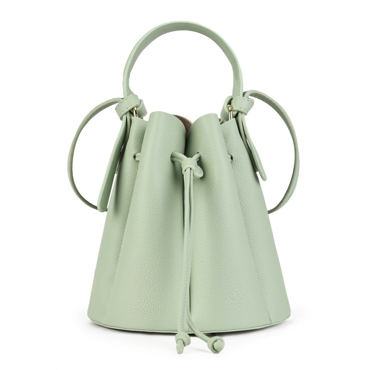 Petal Pleated Drawstring Bucket Bag - Sage Small
