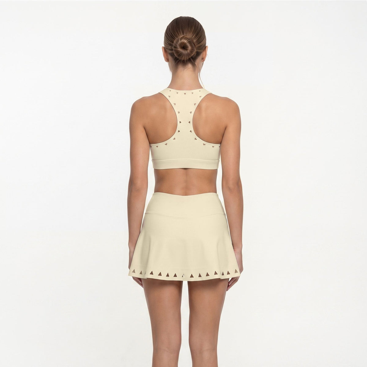 Triangle Perforated Racerback Padded Tennis Sports Bra