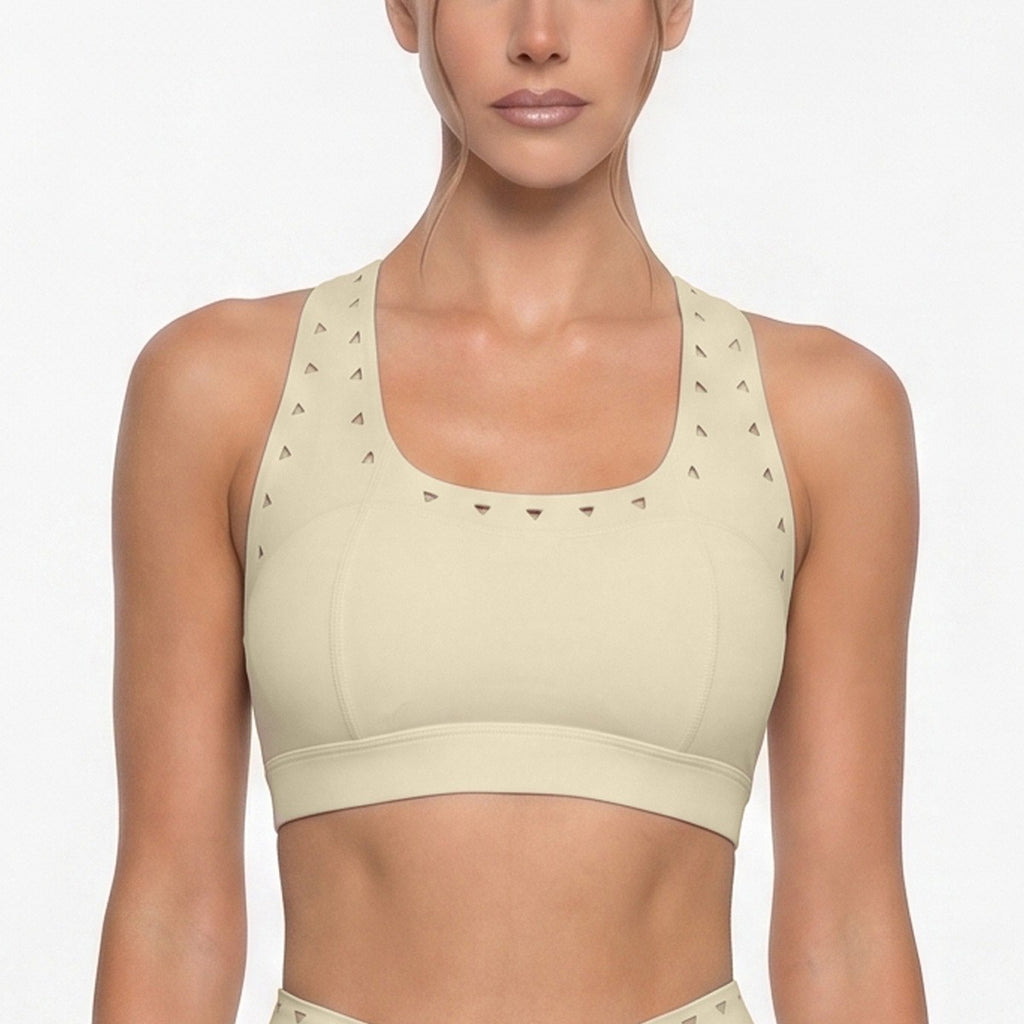 Triangle Perforated Racerback Padded Tennis Sports Bra