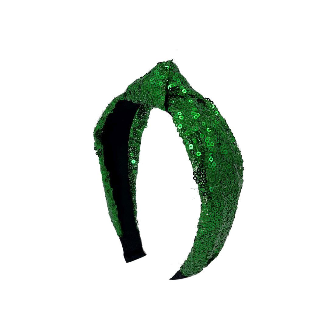 Shiny Sequin Top Knot Headband - Green