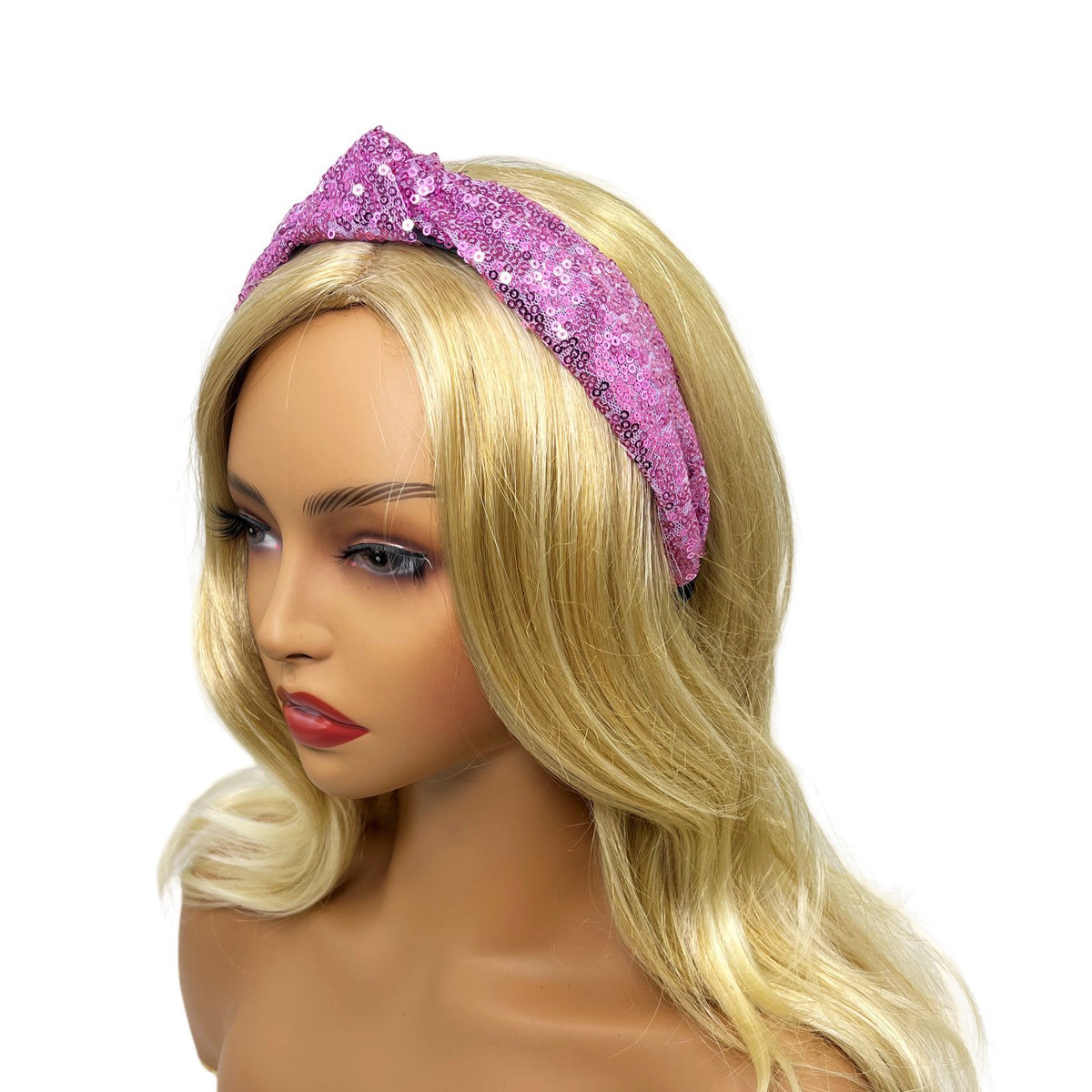 Shiny Sequin Top Knot Headband - crocus - 1