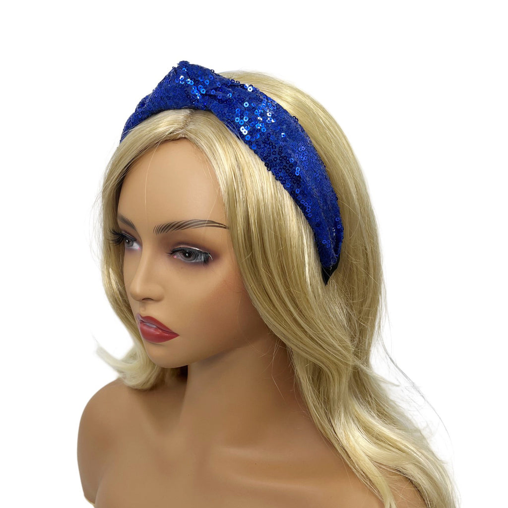 Shiny Sequin Top Knot Headband - royal - 1