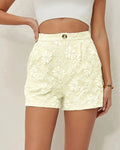 High Waist Floral Jacquard Shorts - COLOR
