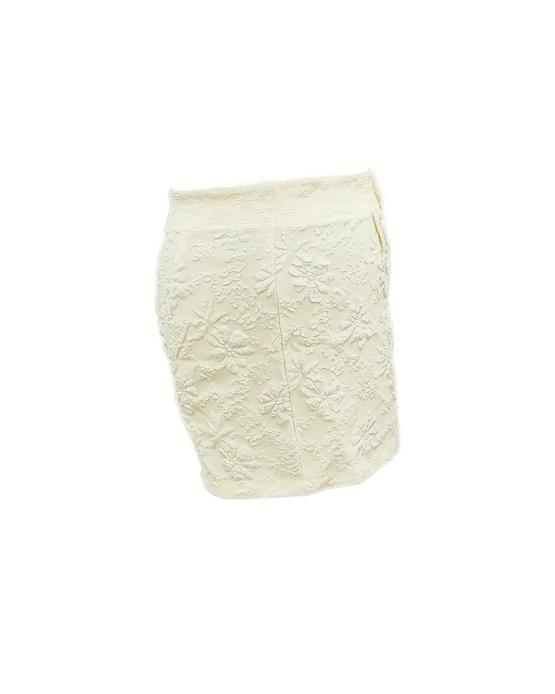 High Waist Floral Jacquard Shorts - COLOR - 1