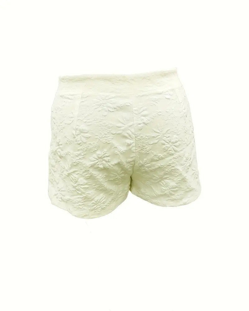 High Waist Floral Jacquard Shorts - COLOR - 2