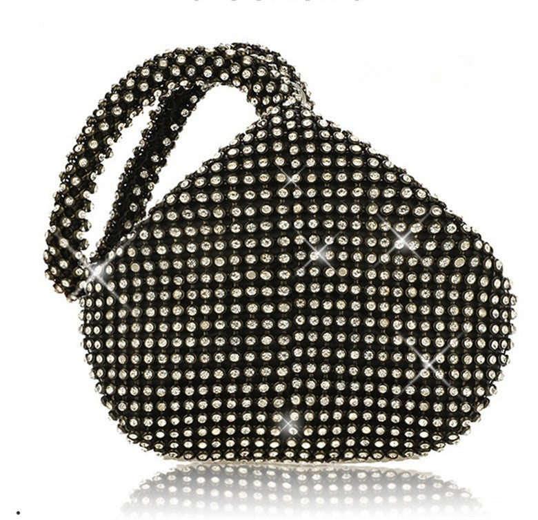 Rhinestone Triangle Wristlet Evening Bag - Black