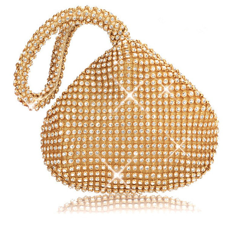 Rhinestone Triangle Wristlet Evening Bag - Gold