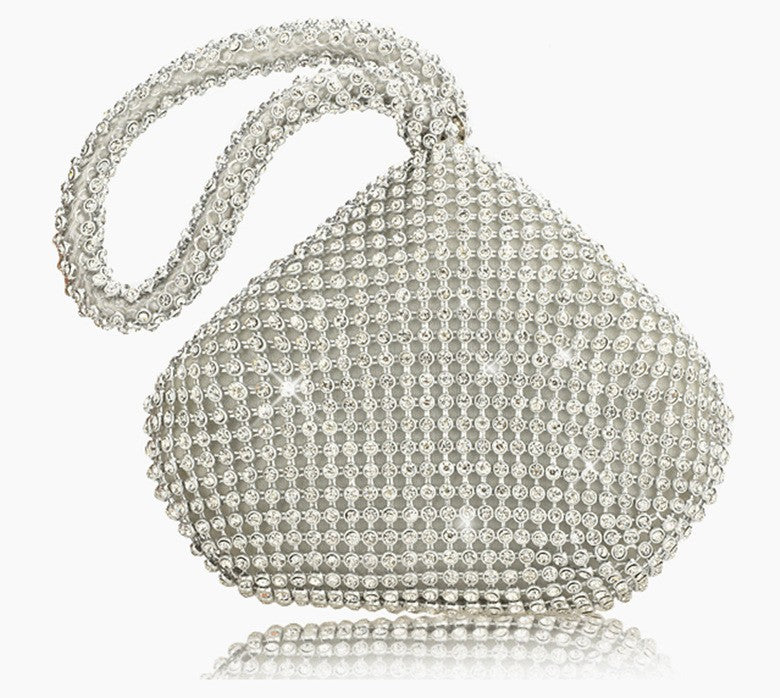 Rhinestone Triangle Wristlet Evening Bag - Silver