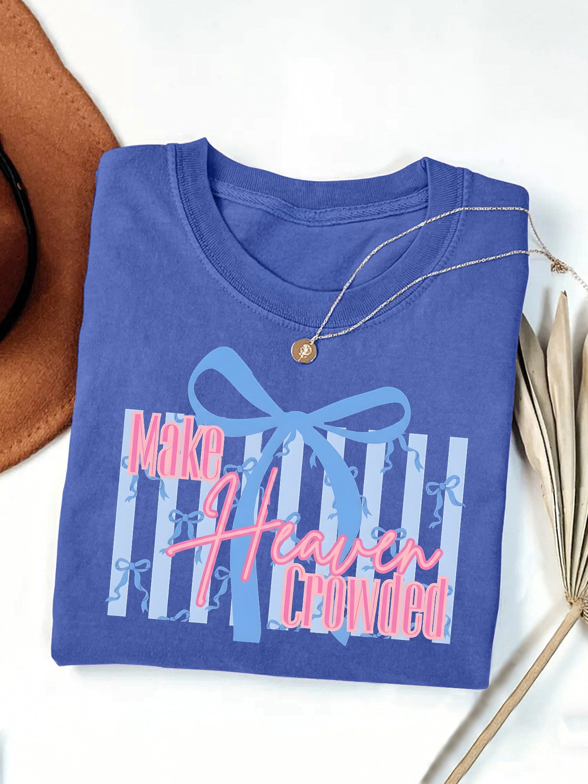 Coquette Bow Slogan Graphic T-Shirt - Blue