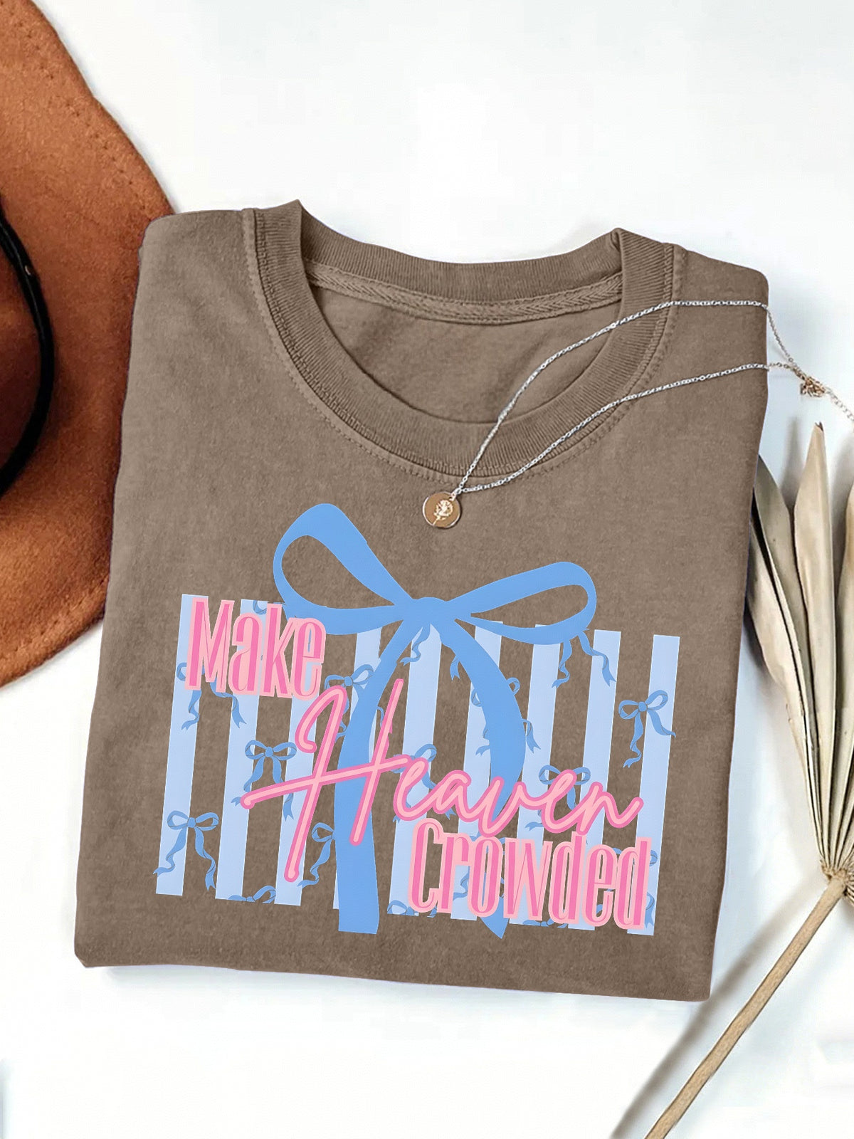 Coquette Bow Slogan Graphic T-Shirt - Coffee