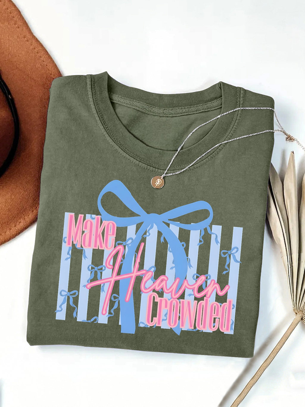 Coquette Bow Slogan Graphic T-Shirt - Green