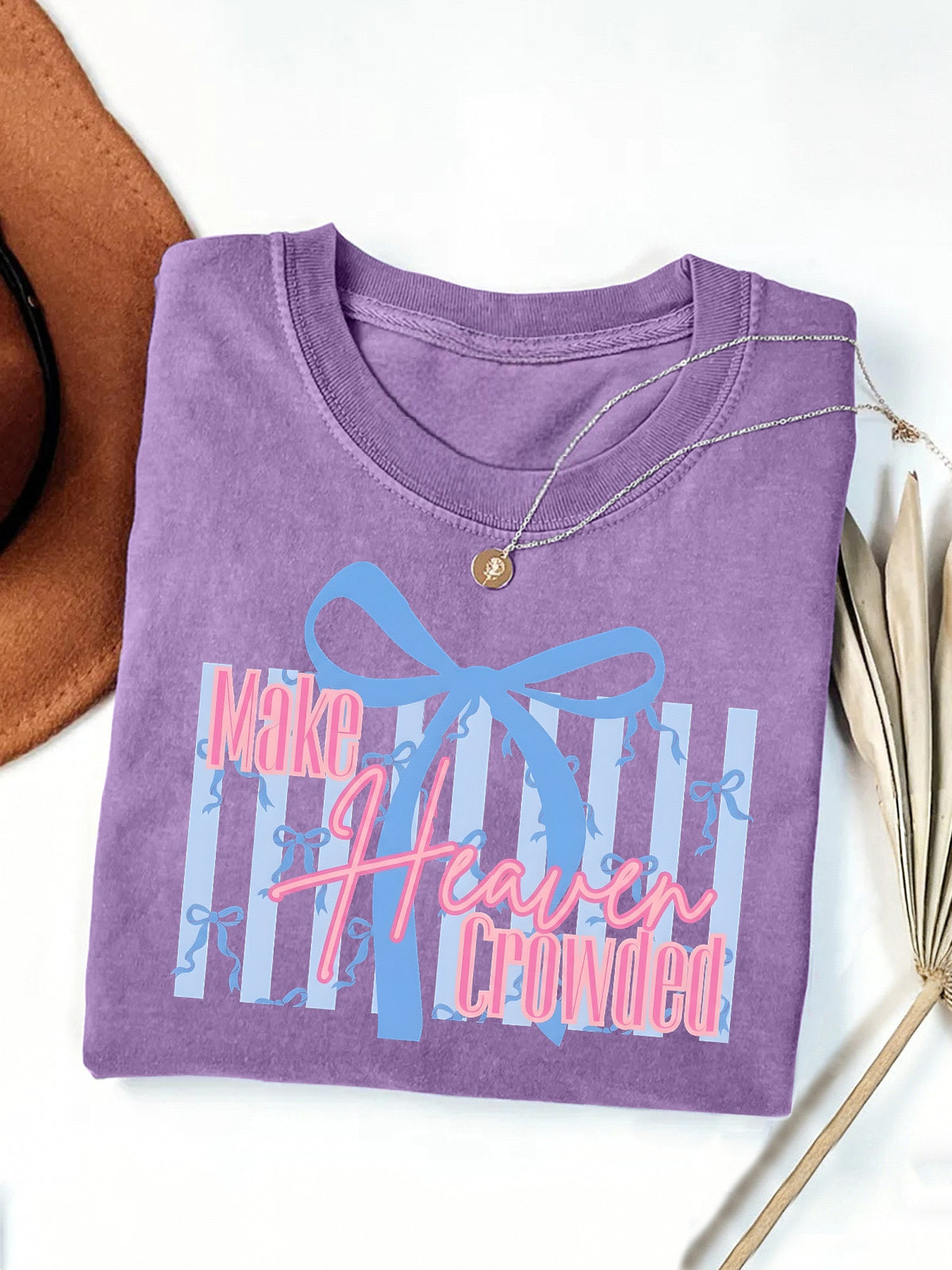 Coquette Bow Slogan Graphic T-Shirt - Purple