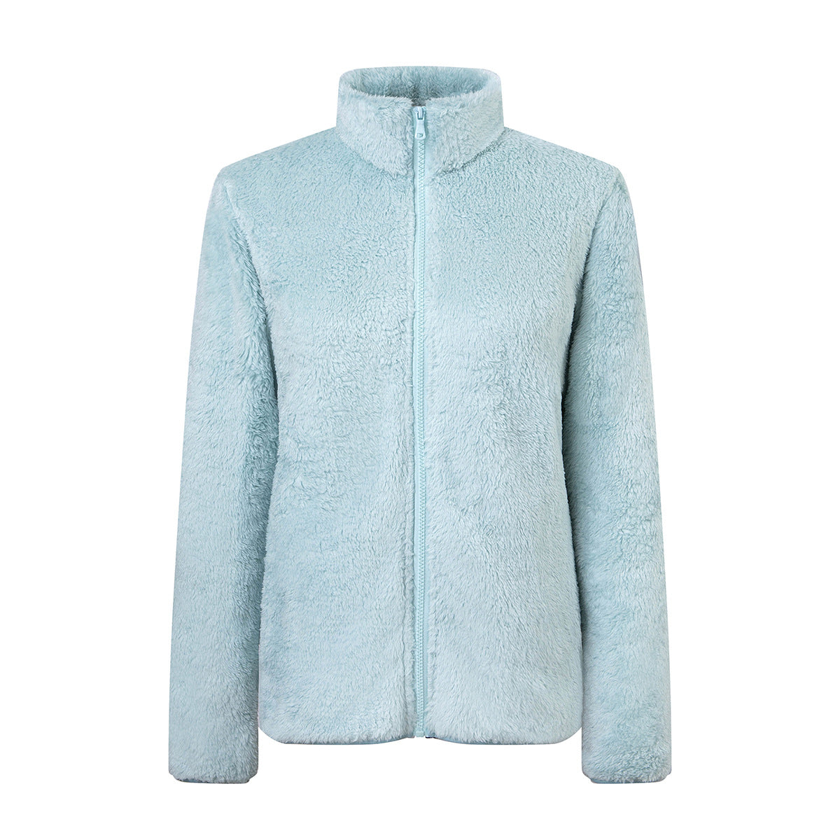 Plush Teddy Fleece Full Zip Jacket - Aqua