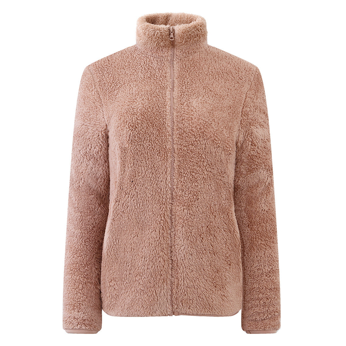 Plush Teddy Fleece Full Zip Jacket - DustyPink