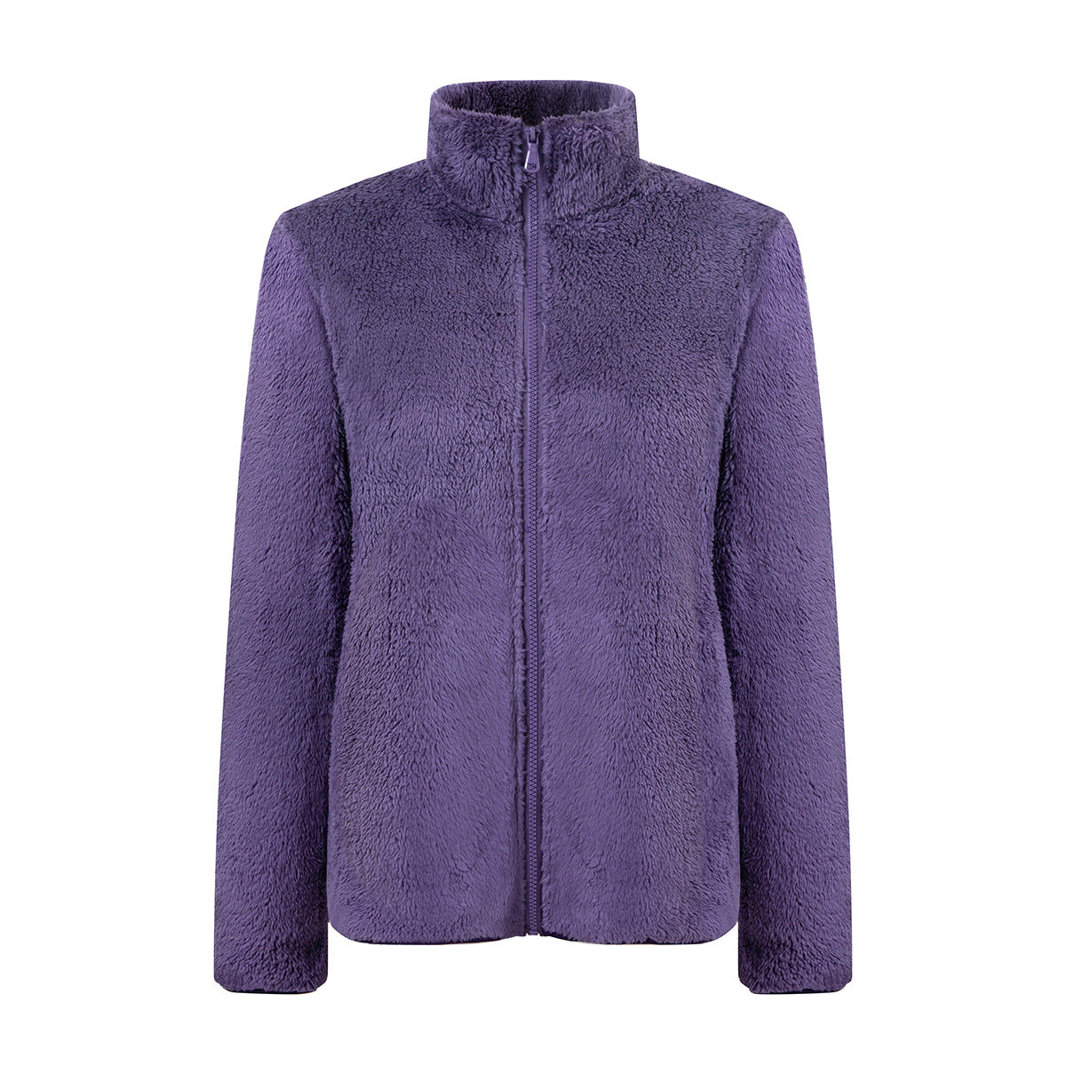 Plush Teddy Fleece Full Zip Jacket - Grape