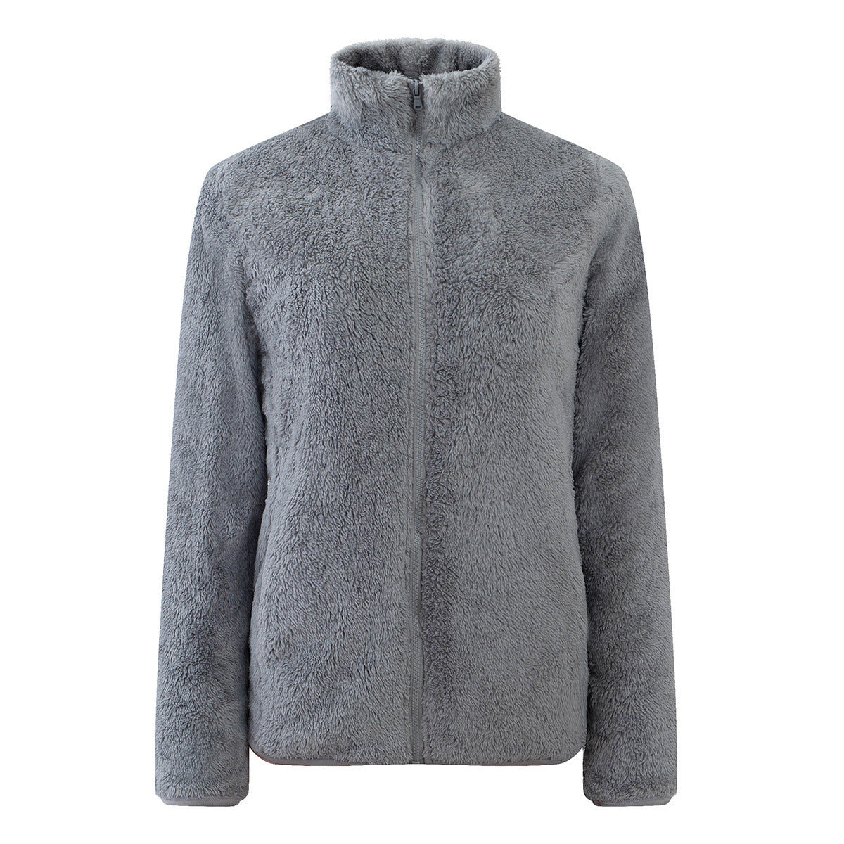 Plush Teddy Fleece Full Zip Jacket - Grey