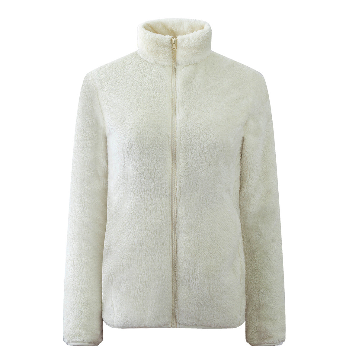 Plush Teddy Fleece Full Zip Jacket - Offwhite
