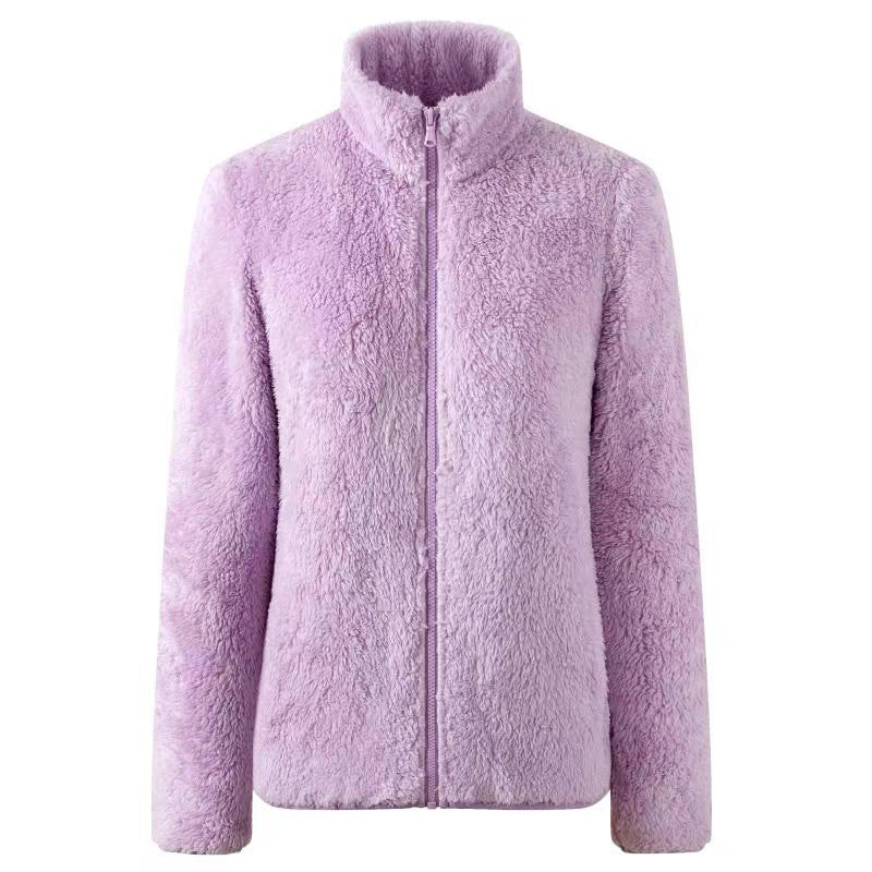 Plush Teddy Fleece Full Zip Jacket - Violet