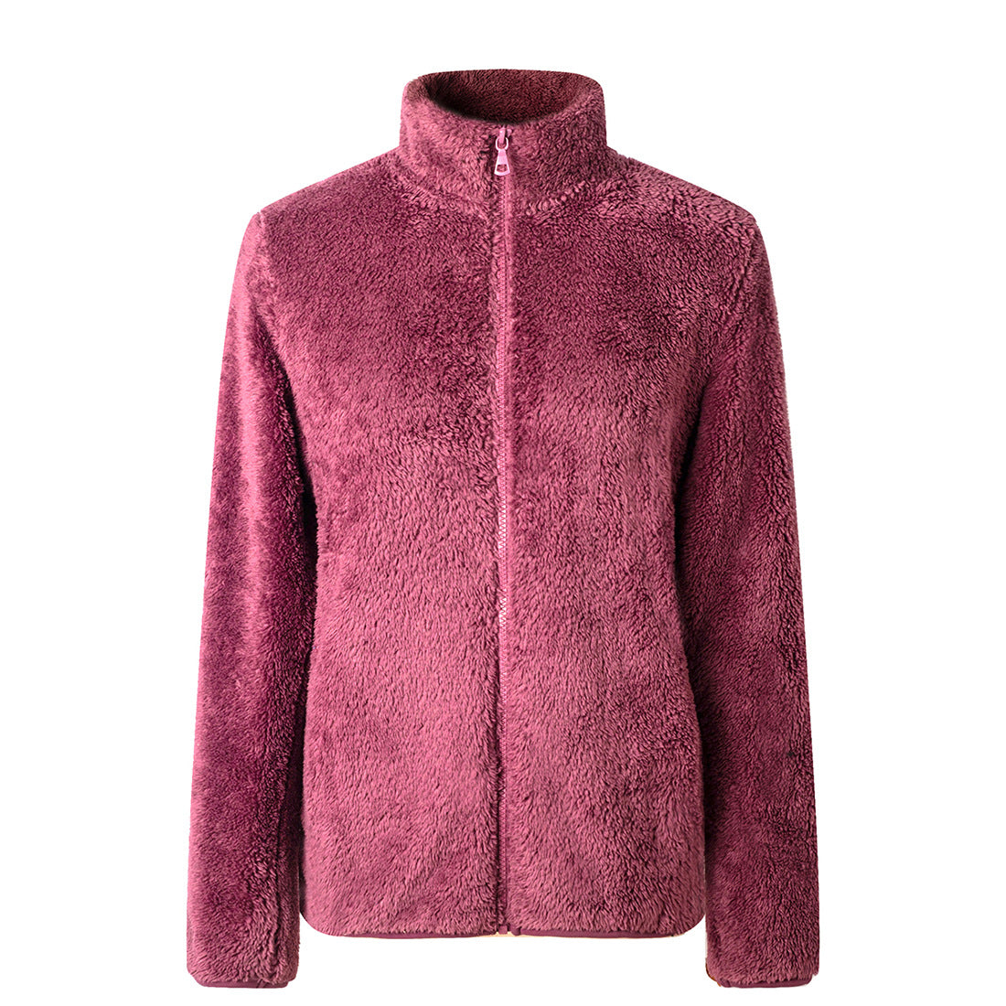 Plush Teddy Fleece Full Zip Jacket - mauve