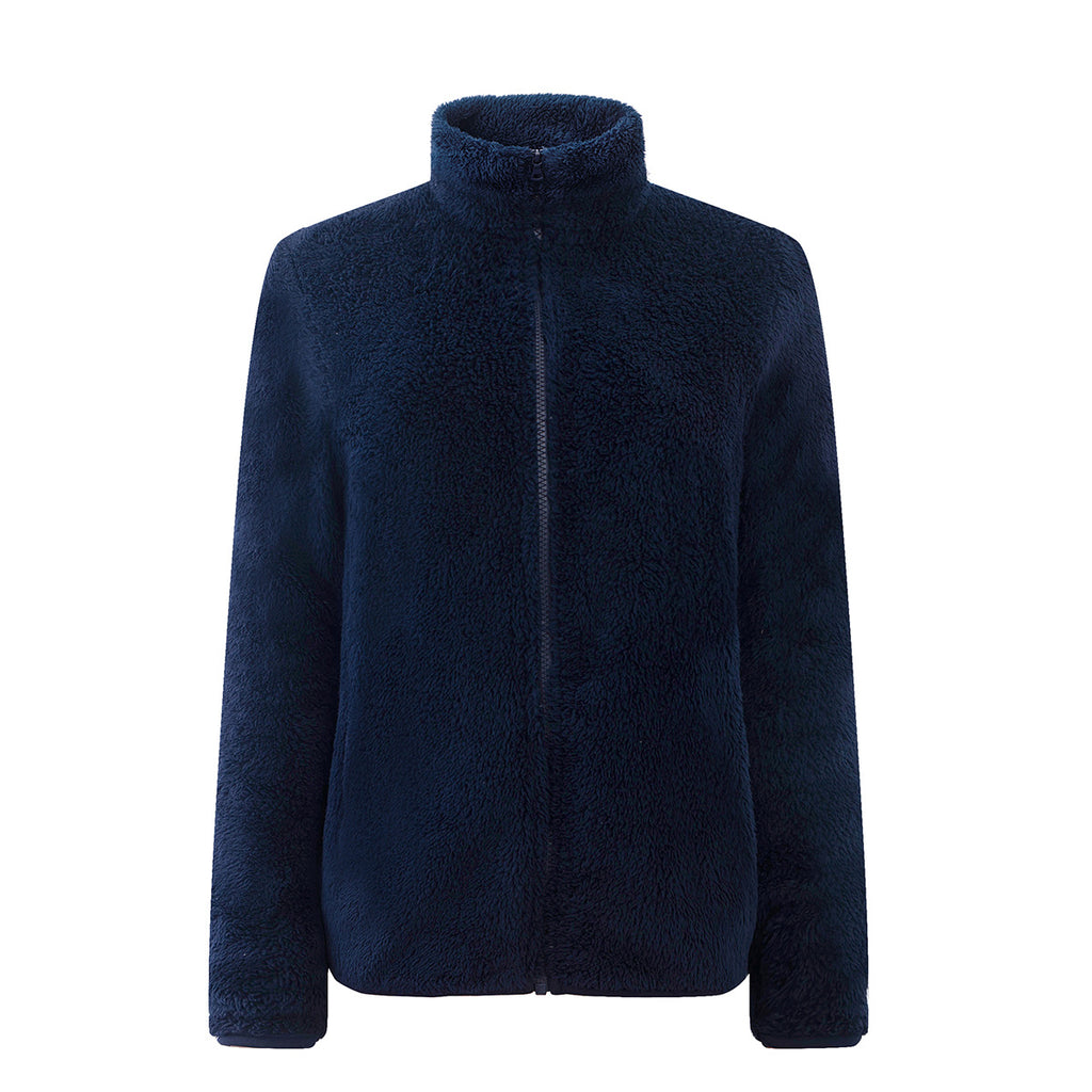 Plush Teddy Fleece Full Zip Jacket - navy