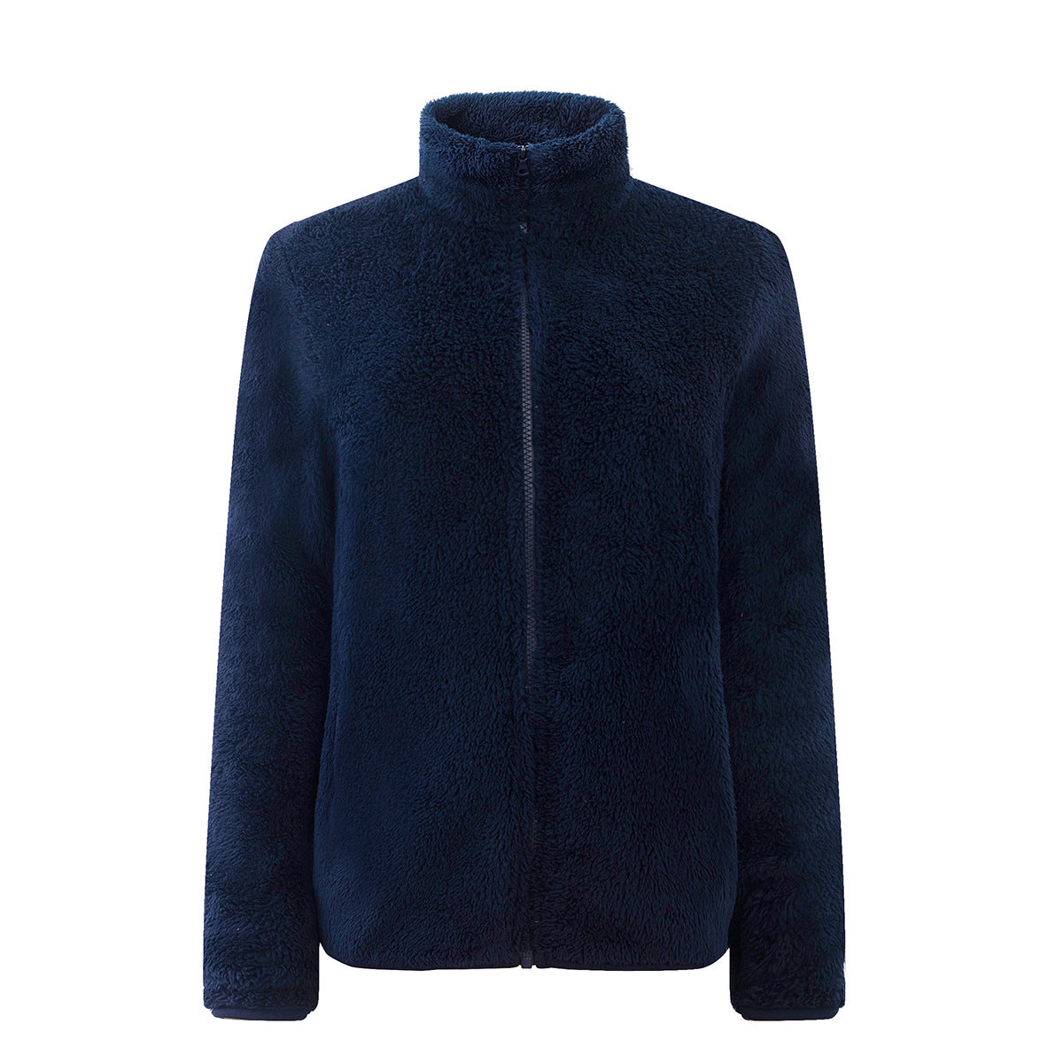 Plush Teddy Fleece Full Zip Jacket - navy