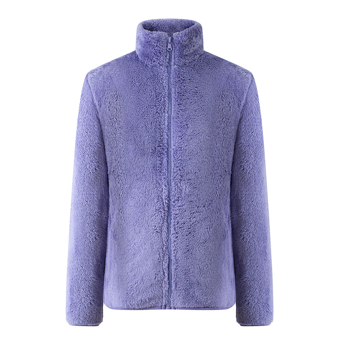 Plush Teddy Fleece Full Zip Jacket - purple