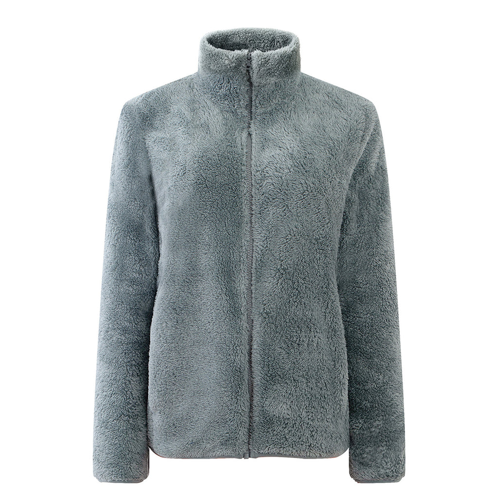 Plush Teddy Fleece Full Zip Jacket - sage