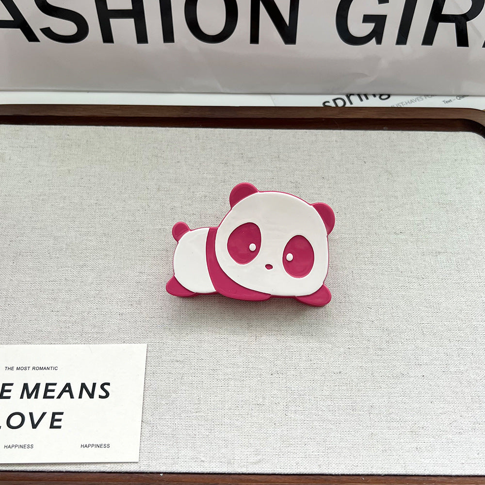 Panda And Bamboo Acetate Claw Clip - Pink