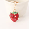 Rhinestone Strawberry Bag Charm Keychain - Strawberry