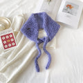 Boucle Knit Tie-Up Ear Warmer Kerchief - Purple