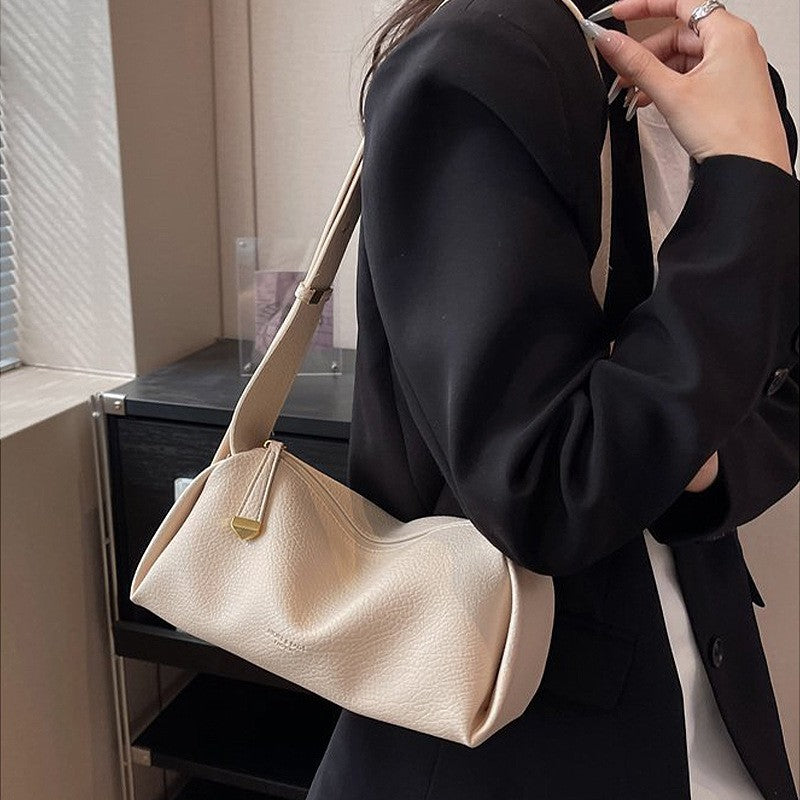 Soft Pebbled Barrel Shoulder Bag