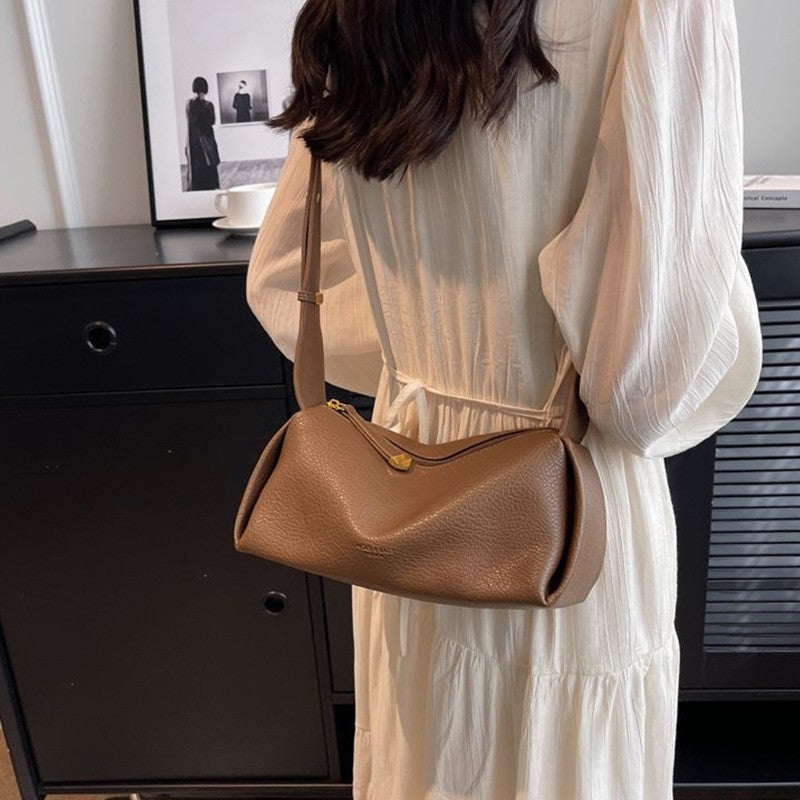 Soft Pebbled Barrel Shoulder Bag