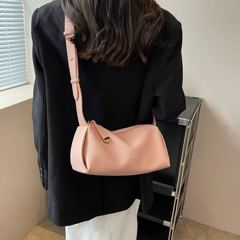 Soft Pebbled Barrel Shoulder Bag