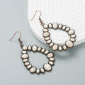 Turquoise Teardrop Hoop Statement Earrings - White