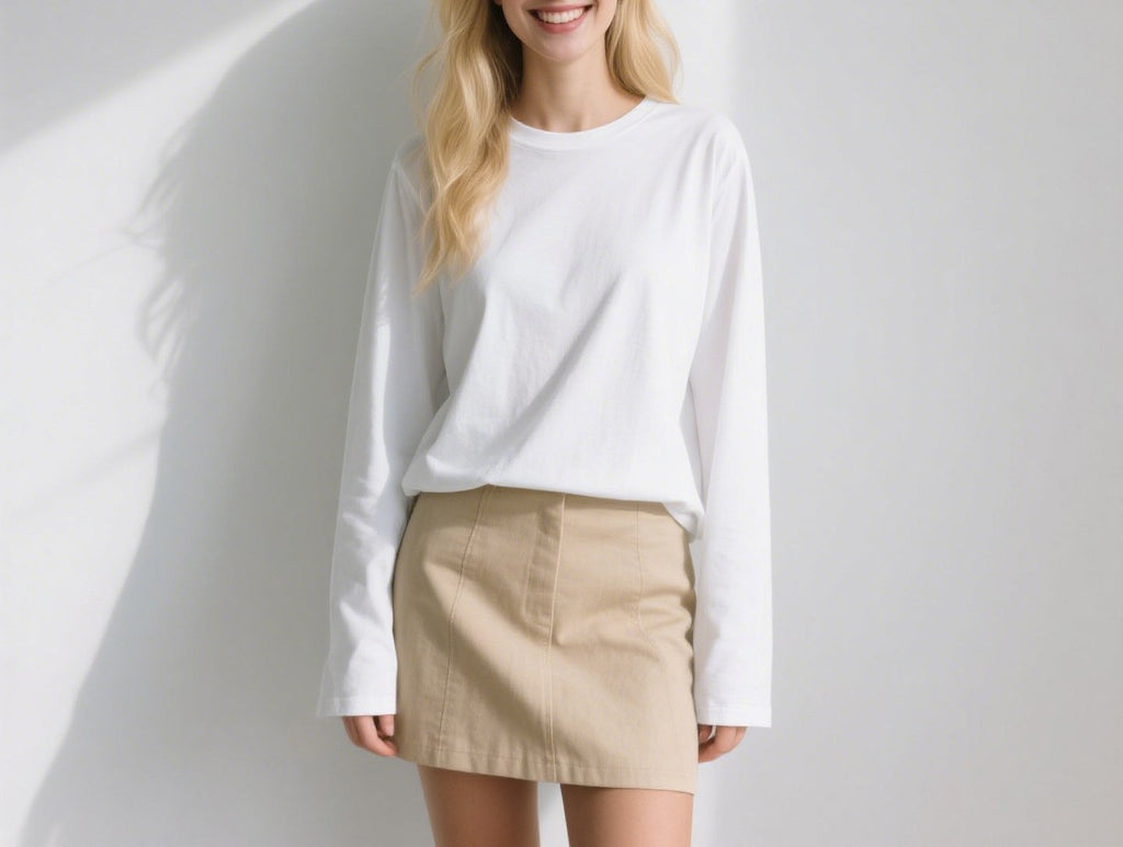 Relaxed Drop Shoulder Long Sleeve Tee - White