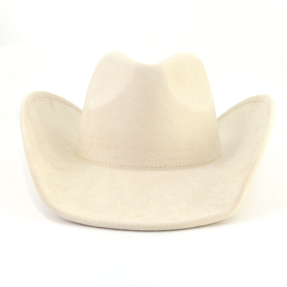 Suede Western Wide Brim Cowboy Hat - Beige