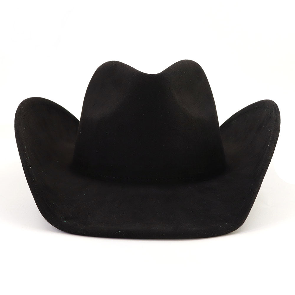 Suede Western Wide Brim Cowboy Hat - Black