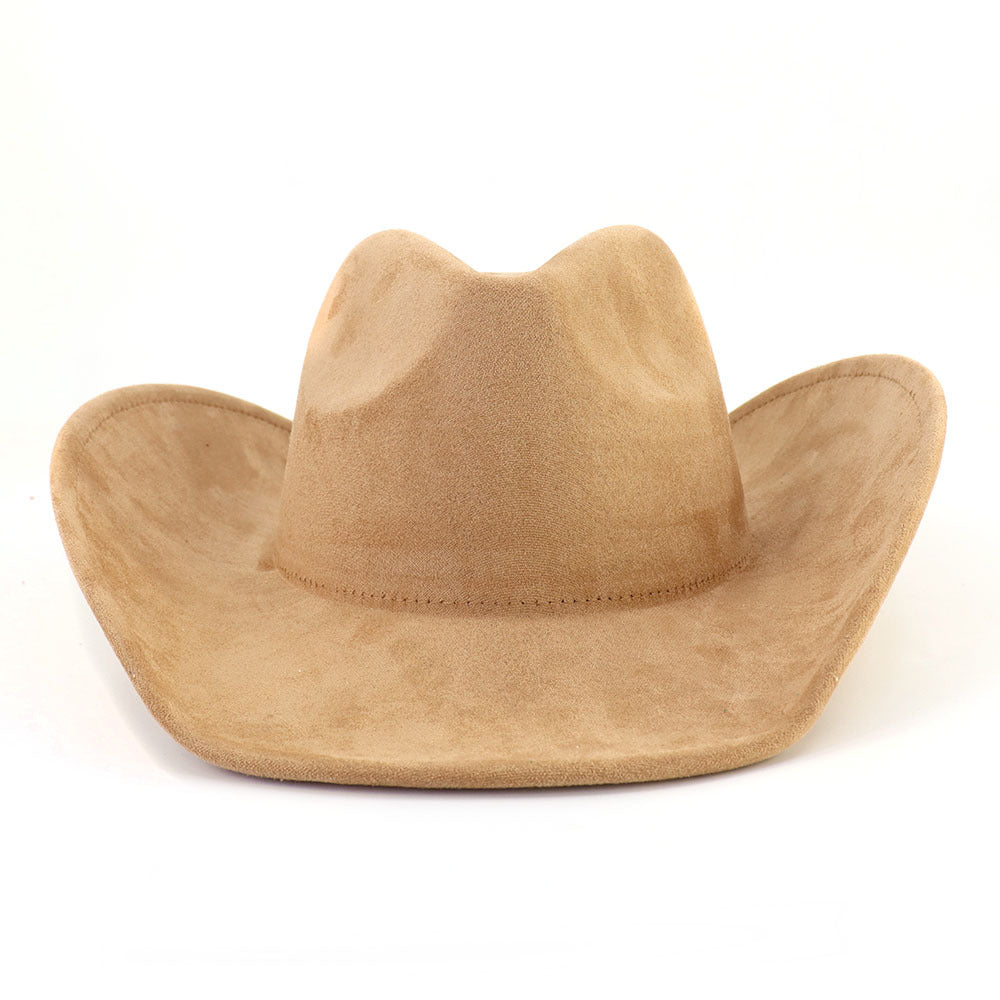 Suede Western Wide Brim Cowboy Hat - Camel
