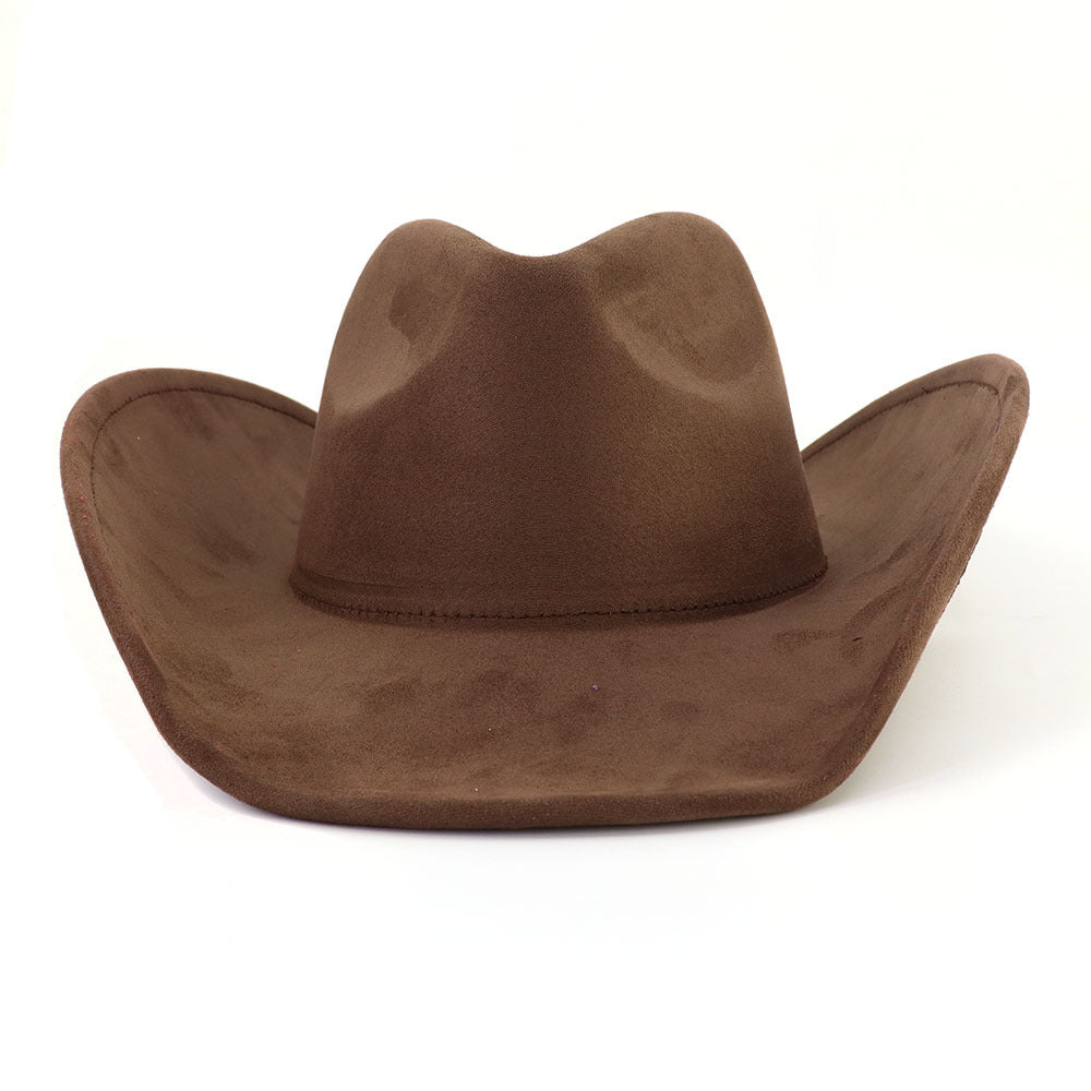 Suede Western Wide Brim Cowboy Hat - Coffee