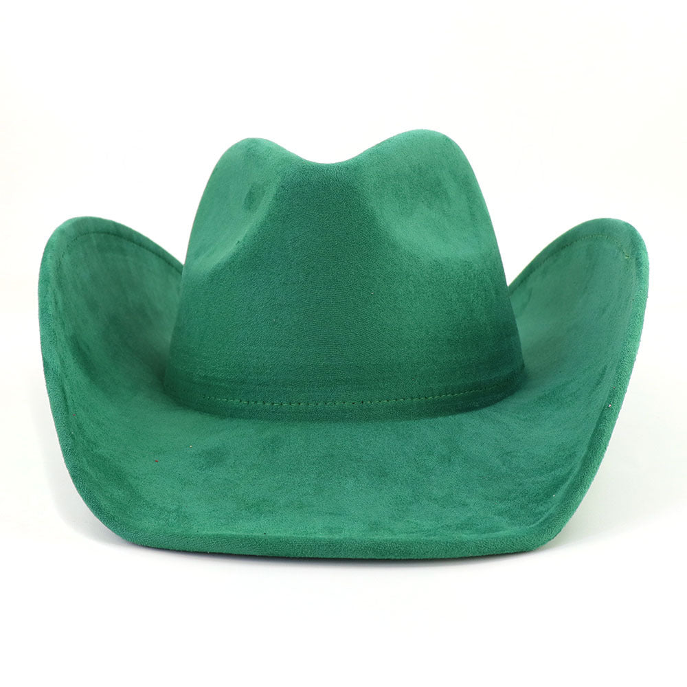 Suede Western Wide Brim Cowboy Hat - Green
