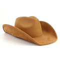 Suede Western Wide Brim Cowboy Hat - Khaki