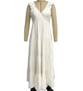 Plunge Neck Tiered Sleeveless Maxi Dress - White