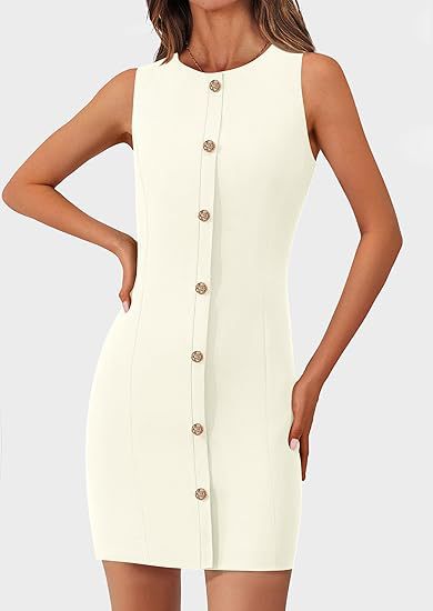 Sleeveless Button Front Mini Shift Dress