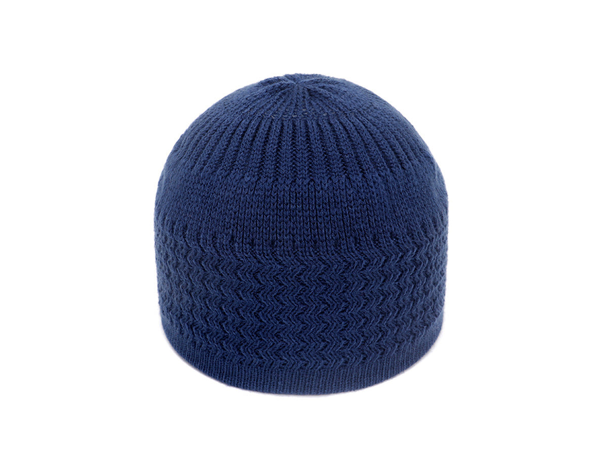 Wave Jacquard Knit Skull Cap Beanie - blue