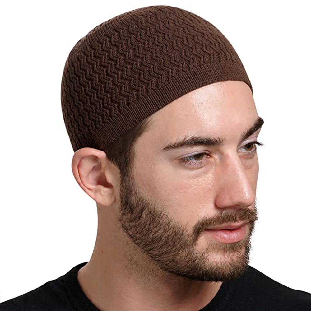 Wave Jacquard Knit Skull Cap Beanie