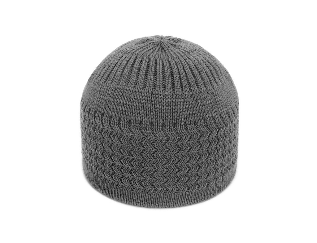 Wave Jacquard Knit Skull Cap Beanie - grey