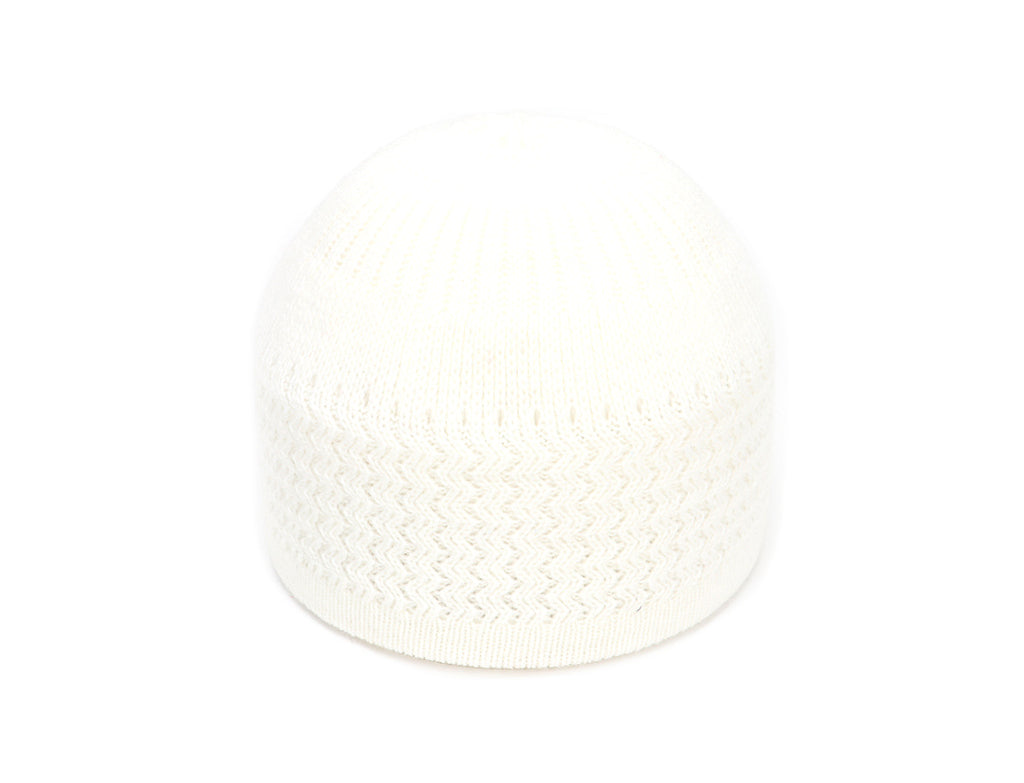 Wave Jacquard Knit Skull Cap Beanie - white