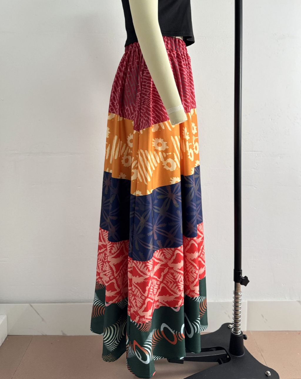 Boho Border Print Maxi Skirt With Pockets - Colorful - 4